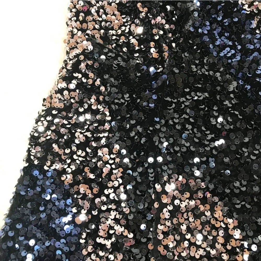 FREE PEOPLE Glitter‎ & Gold Sequin Velvet Midi Dress Blue Black Size Medium New - Picture 10 of 16